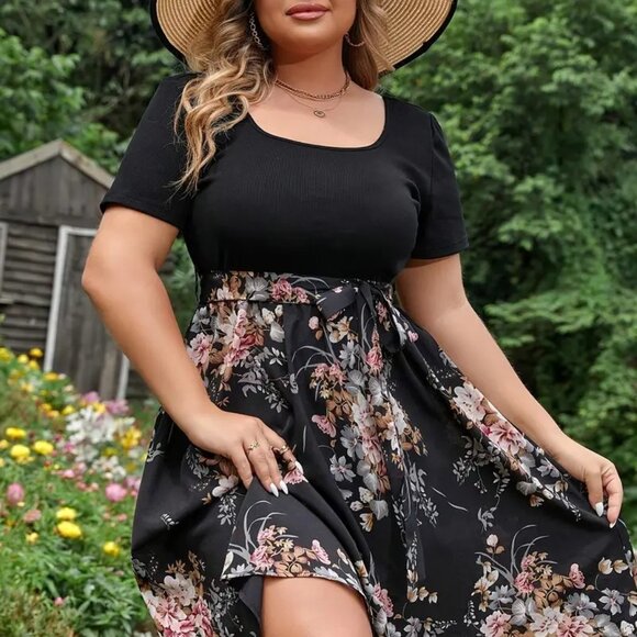 Women's Plus Size Elegant Beach Holiday Floral Print Summer Party Sundress 16W - Picture 3 of 10